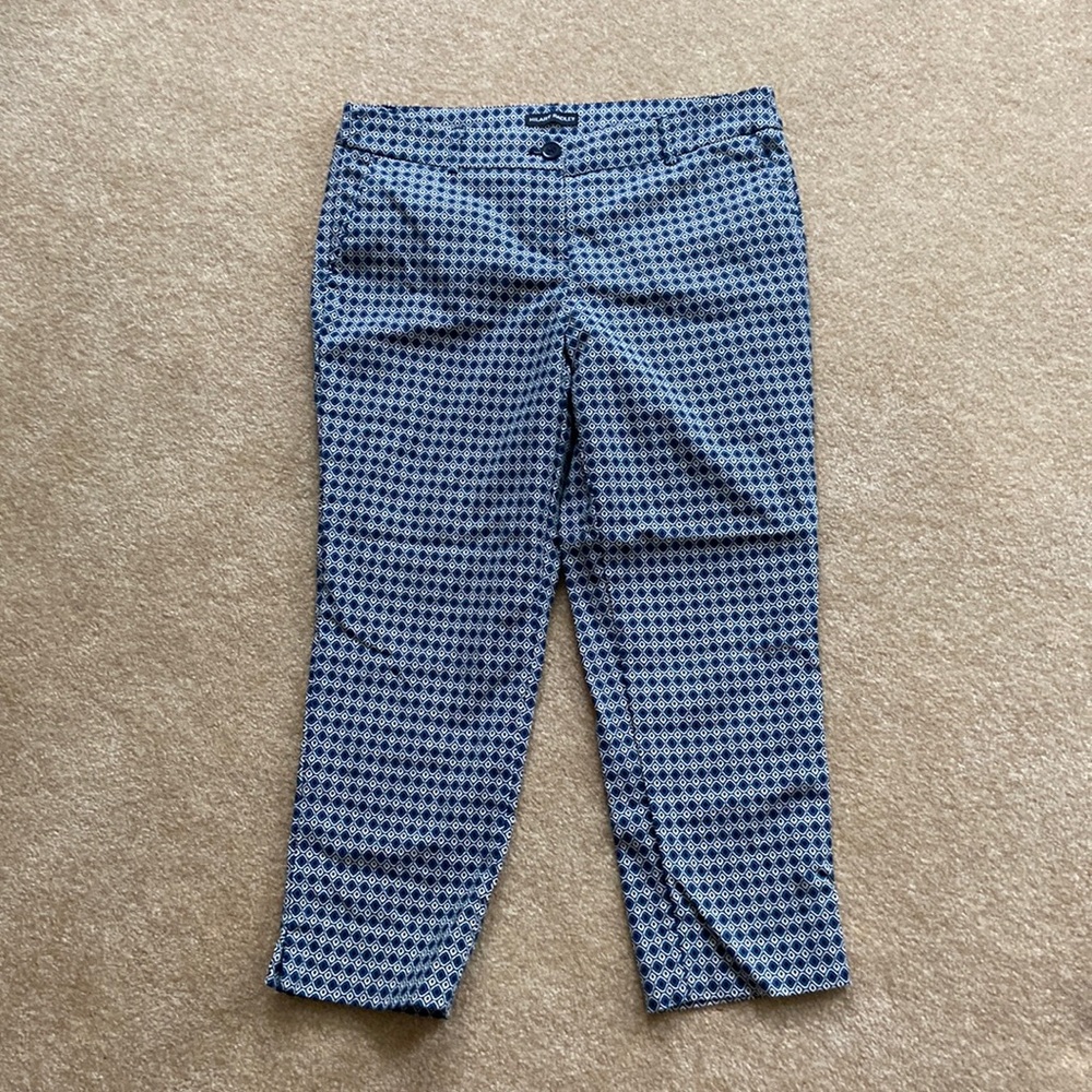 Hilary Radley geometric ankle ponte taper pants slack capri